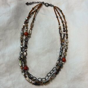 Silpada Coral and Sterling Silver Triple Strand Necklace
